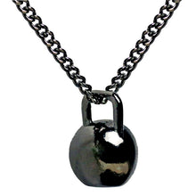 Load image into Gallery viewer, Kettlebell Pendant Necklace Black Stainless Steel Chain Weight Lifting Fitness Hippie Power Necklace Men Workout Jewelry
