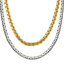 Load image into Gallery viewer, Flat Box Chain Necklaces Men Stainless Steel Gold Cool Link Chain Necklace Hippie Men Hip Hop Jewelry Party Fathers Day Gift
