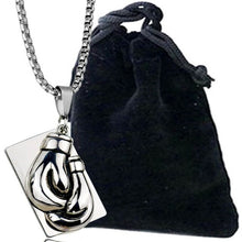 Load image into Gallery viewer, Double Boxing Gloves Fist Hand Pendant Necklace Snake Chain Silver Cool Fitness Bodybuilding Necklace Men Gym Hip Hop Jewelry